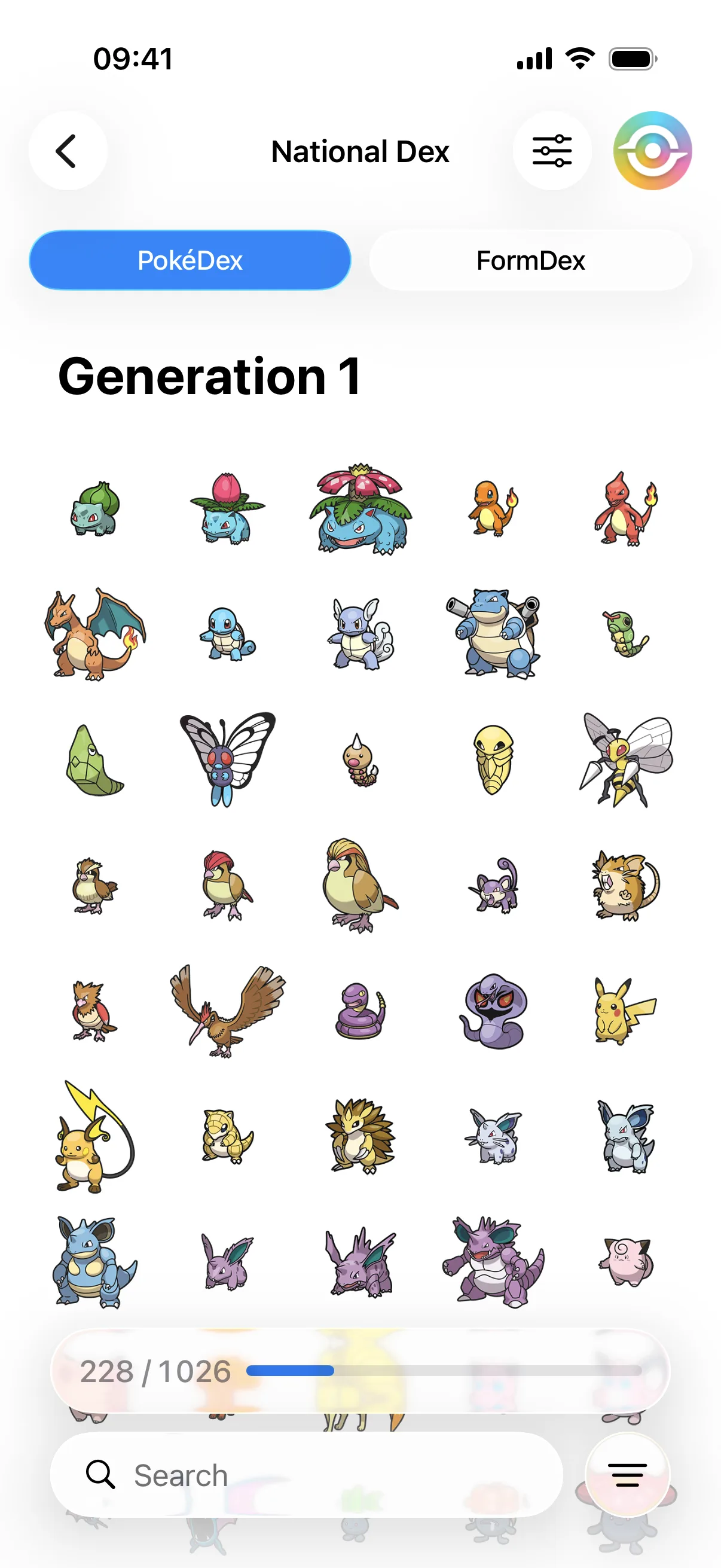 ProDex checklist tracker for shiny and caught Pokémon