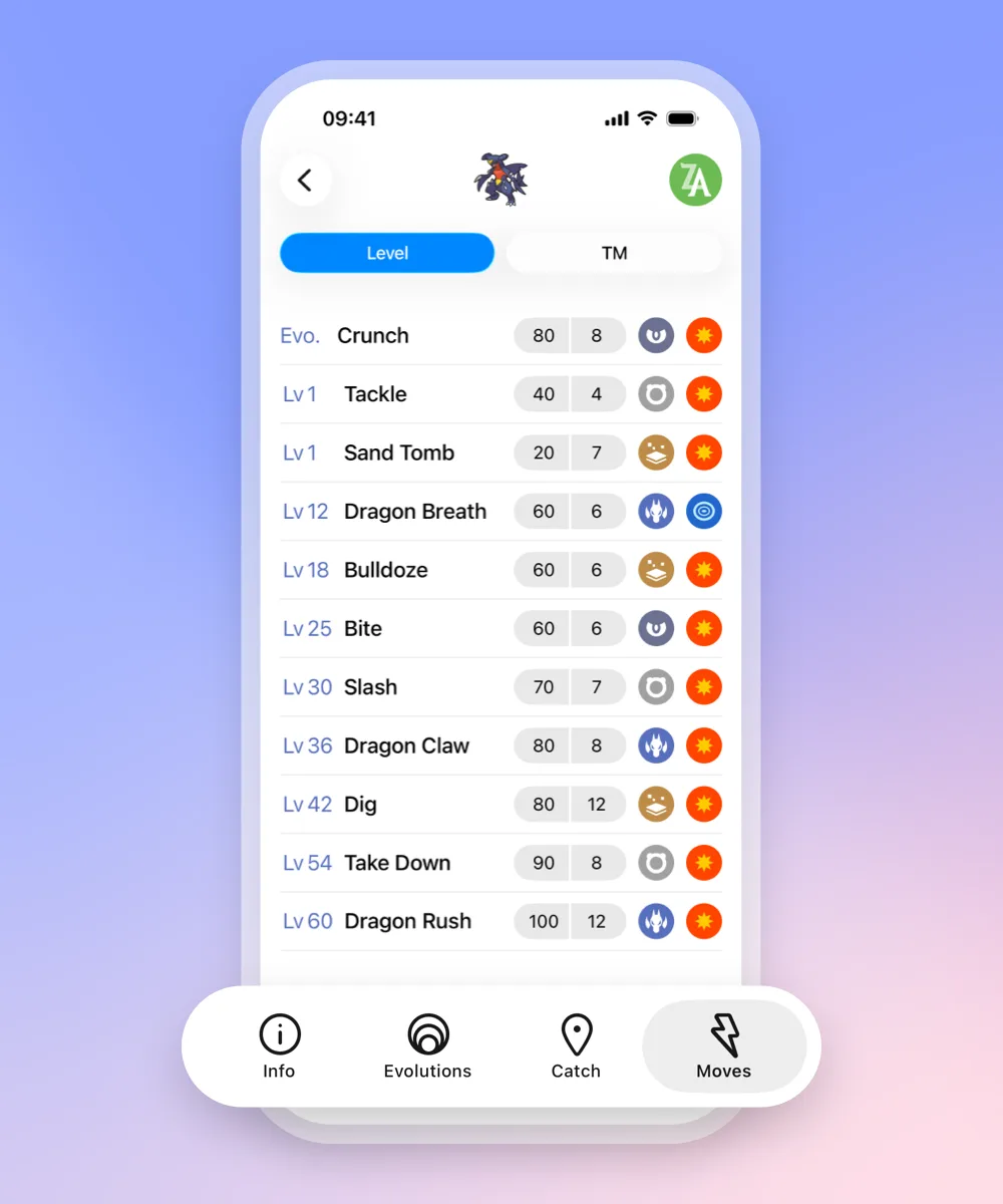 Pokémon learnable moves and TMs list